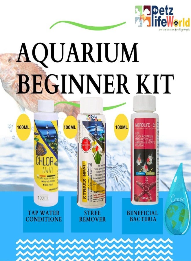 VAYINATO Aquatic Remedies (Pack of 3) Aquarium Fish Tank Water Conditioner Combo | Stress Heal-100ml | Microlife S2-100ml | Chlor Away-100ml - Image 2